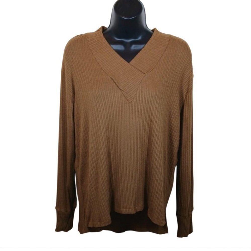 LNA Women's crossover V neck ribbed knit sweater size small